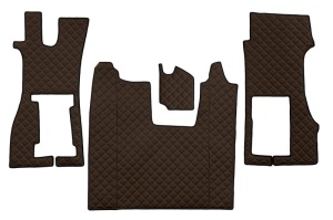 Set covor podea camion potrivit Scania scaun pneumatic pentru pasageri, ECO-LEATHER, set 3 buc. (material - eco-piele, culoare - maro) potrivit SCANIA L