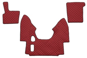 Set covorase podea camion potrivit DAF ECO-LEATHER, set 3 buc. (material - eco-piele, culoare - rosu, pentru transmisie manuala) potrivit DAF 95 XF 1997-2012