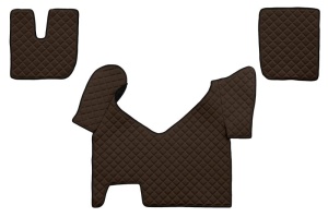 Set covorase podea camion potrivit Iveco ECO-LEATHER, set 3 buc. (material - eco-piele, culoare - maro, transmisie automata) potrivit IVECO STRALIS I dupa 2013