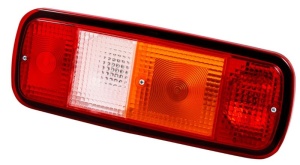 Stop spate Dreapta (12/24V, cu indicator, lampa mers inapoi, cu lumini frana, lumini parcare/pozitie, fara reflector, negru, in relief)