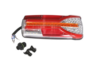 Stop spate Dreapta CARMEN (LED, 12/24V, cu indicator, lampa anti-ceata, lampa mers inapoi, cu lumini frana, lumini parcare/pozitie, reflector, conector: EURO AMP 7PIN, capac de lumina de stop alb)