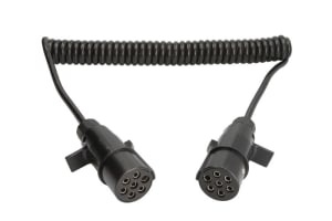 Cablu electric spiralat (poliuretan, lungime de lucru 3,5m, lungime maxima 4m, 1x1+6x0,75, cu dopuri feminine, 7 numar pini, dopuri de plastic)