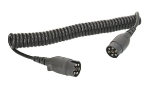 Cablu electric spiralat (poliuretan, lungime de lucru 3,5m, lungime maxima 4m, 1x1+6x0,75, cu mufe, 7 numar pini, 12V; dopuri acoperite)