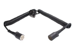 Cablu electric spiralat (poliuretan, lungime de lucru 4,5m, lungime maxima 5,2m, 24V; priza cu fire "N" si "S" 15/7/7 24 V, 9 pini activi)