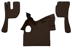Covor podea camion potrivit VOLVO, ECO-LEATHER, set 3 buc. (material - eco-piele, culoare - bej, fara compartiment in carcasa cutiei de viteze)