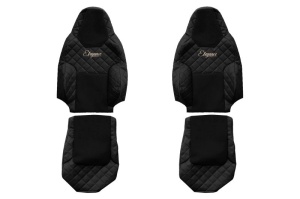 Husa scaun ELEGANCE Q potrivit MAN TGL II dupa 2020 (negru, piele matlasată ECO, centura de siguranta a pasagerului asamblata in scaun, centura de siguranta a soferului asamblata in scaun)