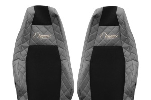 Husa scaun ELEGANCE Q potrivit SCANIA G II, L, P II, R II, S dupa 2016 (gri, piele matlasată ECO / velours, integreaza tetiera pasagerului, tetiera soferului integrata) - Img 2