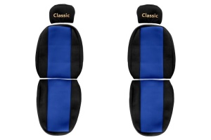 Huse scaun camion Classic albastru, material velur, serie CLASSIC, centura pasager asamblata in afara scaunului; centura de siguranta a soferului asamblata in scaun MAN F2000 L2000