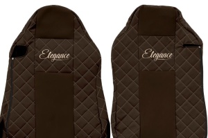 Huse scaun camion Elegance (maro, material eco-piele / velur, serie ELEGANCE, scaune diferite; scaunul soferului - ISRI) potrivit MAN - Img 3