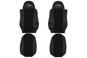 Huse scaun camion Elegance (negru, material eco-piele / velur, serie ELEGANCE) potrivit DAF
