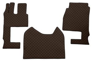 Set covor podea camion Mercedes Actros scaun pasager convertibil, ECO-LEATHER, set 3 buc. (material - eco-piele, culoare - maro, cabina lata 250 cm)