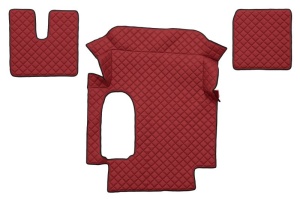 Set covor podea camion potrivit MAN ECO-LEATHER, set 3 buc. (material - eco-piele, culoare - rosu, cabina lata 250 cm) potrivit MAN TGA dupa 1999