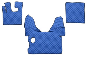 Set covorase podea camion potrivit DAF ECO-LEATHER, set 3 buc. (material - eco-piele, culoare - albastru, pentru transmisie manuala) potrivit DAF XF 105 dupa 2005