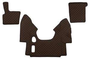 Set covorase podea camion potrivit DAF ECO-LEATHER, set 3 buc. (material - eco-piele, culoare - maro, pentru transmisie manuala) potrivit DAF 95 XF 1997-2012