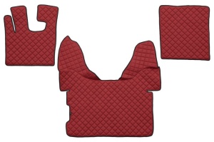 Set covorase podea camion potrivit DAF ECO-LEATHER, set 3 buc. (material - eco-piele, culoare - rosu, transmisie automata) potrivit DAF XF 105, XF 106 dupa 2005