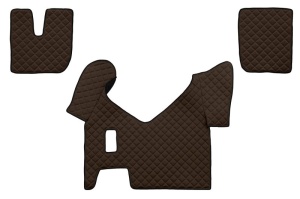 Set covorase podea camion potrivit Iveco ECO-LEATHER, set 3 buc. (material - eco-piele, culoare - maro, pentru transmisie manuala) potrivit IVECO STRALIS