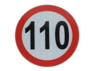 Sticker autocolant avertizare limita viteza 110km/h 1 buc, reflectorizanta diametru 20cm