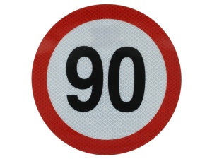 Sticker autocolant avertizare limita viteza 90km/h 1 buc, reflectorizanta diametru 20cm