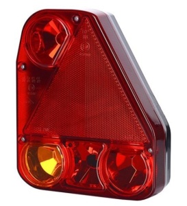 Stop spate Dreapta (12/24V, cu indicator, lampa anti-ceata, cu lumini frana, lumini parcare/pozitie, reflector triunghiular, cu ochi de sarma; fara becuri)