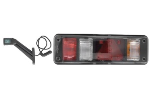 Stop spate Dreapta (LED/P21W/PY21W, 24V, cu indicator, lampa anti-ceata, lampa mers inapoi, cu lumini frana, lumini parcare/pozitie, reflector triunghiular, cu lampa cu brat de extensie, conector: 7P