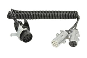 Cablu electric spiralat (lungime de lucru 4m, 1x1,5+6x1, adaptor de soclu cu convertoare "N" si "S" 15/7/7 24 V, 12 pini activi; dopuri din aluminiu Littelfuse)