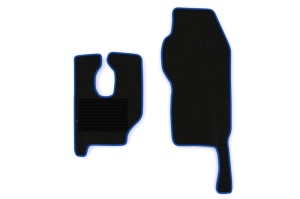Covor podea camion potrivit MERCEDES, Scaun fix pentru pasager, sofer + pasager, tunel inalt, velur, 2 bucati (material - velur, culoare - albastru)