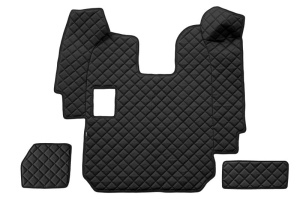 Covor podea camion potrivit SCANIA tunel central ECO-LEATHER, set 3 buc. (material - eco-piele, culoare - negru, pentru transmisie manuala) potrivit SCANIA R I