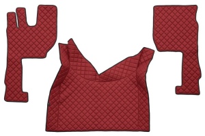 Covor podea camion potrivit VOLVO, ECO-LEATHER, set 3 buc. (material - eco-piele, culoare - rosu, transmisie automata) potrivit VOLVO FH16 II dupa 2014