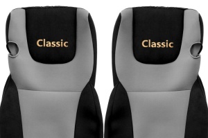 Huse scaun camion Classic (gri, material velur, serie CLASSIC, Euro 6; centura pasager asamblata in scaun scaune cu tetiere DAF XF 105 XF 106 - Img 2