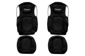 Huse scaun camion Classic (negru, material velur, serie ELEGANCE, centura pasager asamblata in scaun; centura de siguranta a soferului asamblata in scaun) potrivit FORD F-MAX