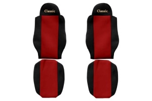 Huse scaun camion Classic (rosu, material velur, serie CLASSIC, centura pasager asamblata in scaun; centura de siguranta a soferului asamblata in scaun) potrivit MAN