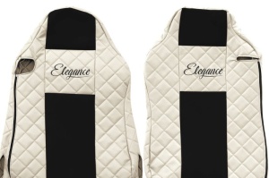 Huse scaun camion Elegance (bej, material eco-piele / velur, serie ELEGANCE, scaune diferite; scaunul soferului - ISRI) potrivit MAN - Img 3