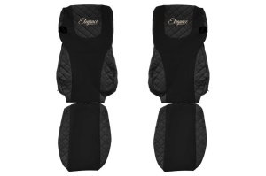 Huse scaun camion Elegance (negru, material eco-piele / velur, serie ELEGANCE, Euro 6) potrivit DAF