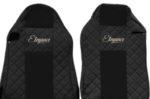 Huse scaun camion Elegance (negru, material eco-piele / velur, serie ELEGANCE, scaune diferite; scaunul soferului - ISRI) potrivit MAN - Img 3