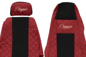 Huse scaun camion Elegance (rosu, material eco-piele / velur, serie ELEGANCE, tetiera reglabila a pasagerului; tetiera soferului integrata) potrivit SCANIA - Img 3
