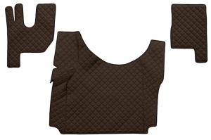 Set covor podea camion potrivit Renault tunel inalt, ECO-LEATHER, set 3 buc. (material - eco-piele, culoare - maro) potrivit RENAULT TRUCKS T dupa 2013