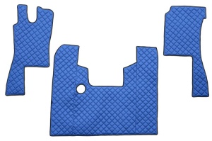 Set covor podea camion potrivit Scania ECO-LEATHER, set 3 buc. (material - eco-piele, culoare - albastru, pentru transmisie manuala) potrivit SCANIA 4 dupa 1995
