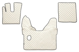 Set covorase podea camion potrivit DAF ECO-LEATHER, set 3 buc. (material - eco-piele, culoare - bej, pentru transmisie manuala) potrivit DAF XF 105 dupa 2012