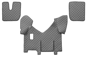 Set covorase podea camion potrivit Iveco versiune cu frigider, ECO-LEATHER, set 4 bucati (material - eco-piele, culoare - gri, pentru transmisie manuala)