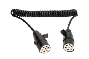 Cablu electric spiralat (poliuretan, lungime de lucru 3,5m, lungime maxima 4m, 1x1+6x0,75, cu dopuri feminine, 7 numar pini, dopuri de plastic; temperatura de lucru pina la 125 * C)
