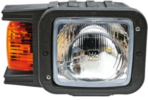 Far universal dreapta (H4/P21W/T4W, 12/24V, latime 247mm, inaltime 163mm, plastic, negru)