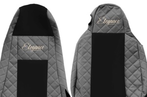 Husa scaun ELEGANCE Q potrivit SCANIA G I, P I, R I, R II, S dupa 2013 (gri, piele matlasată ECO / velours, integreaza tetiera pasagerului, tetiera soferului integrata) - Img 2