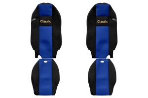 Huse scaun camion Classic (albastru, material velur, serie CLASSIC, centura pasager asamblata in scaun) Mercedes Actros