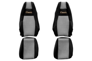 Huse scaun camion Classic (gri, material eco-piele, serie CLASSIC, integreaza tetiera pasagerului; tetiera soferului integrata) potrivit SCANIA SCANIA
