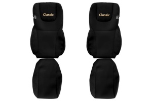 Huse scaun camion Classic (negru, material velur, serie CLASSIC, Euro 6; centura pasager asamblata in scaun scaune cu tetiere DAF XF 105 XF 106