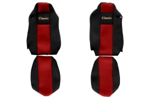 Huse scaun camion Classic (rosu, material velur, serie CLASSIC, centura pasager asamblata in scaun scaunul soferului - ISRI; MAN TGX