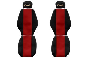 Huse scaun camion Classic (rosu, material velur, serie CLASSIC, centura pasager asamblata in scaun tetiera reglabila ) Mercdes Actros Atego Axor