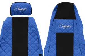 Huse scaun camion Elegance (albastru, material eco-piele / velur, serie ELEGANCE, tetiera reglabila a pasagerului; tetiera soferului integrata) potrivit SCANIA - Img 3