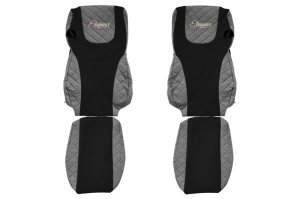 Huse scaun camion Elegance (gri, material eco-piele / velur, serie ELEGANCE, Euro 6) potrivit DAF