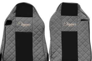 Huse scaun camion Elegance (gri, material eco-piele / velur, serie ELEGANCE, scaune diferite; scaunul soferului - ISRI) potrivit MAN - Img 3